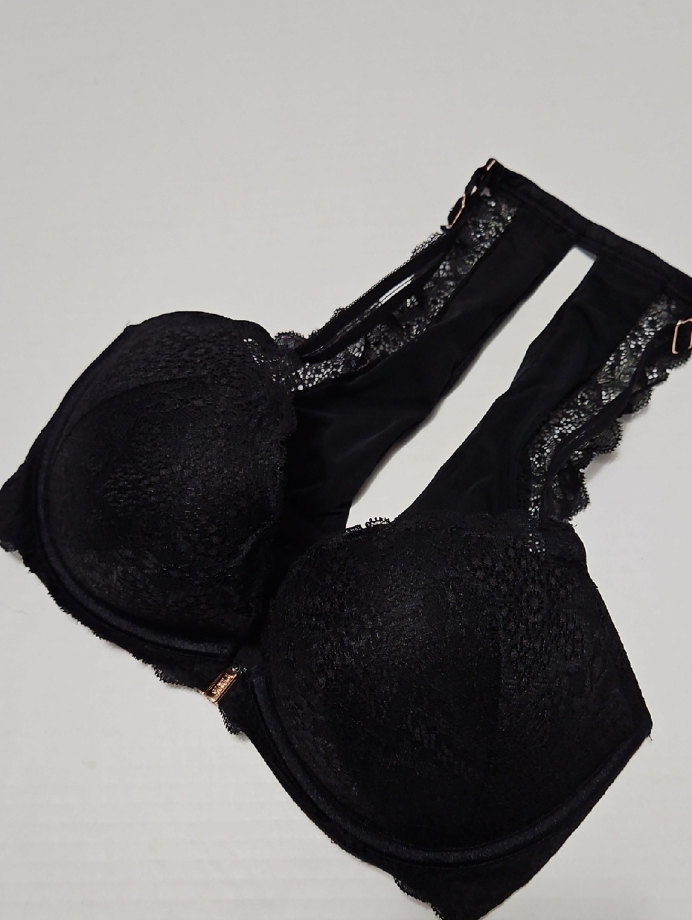 PINK Victoria's Secret Black Lace Push-Up Front Closure Bra Size 32DDD